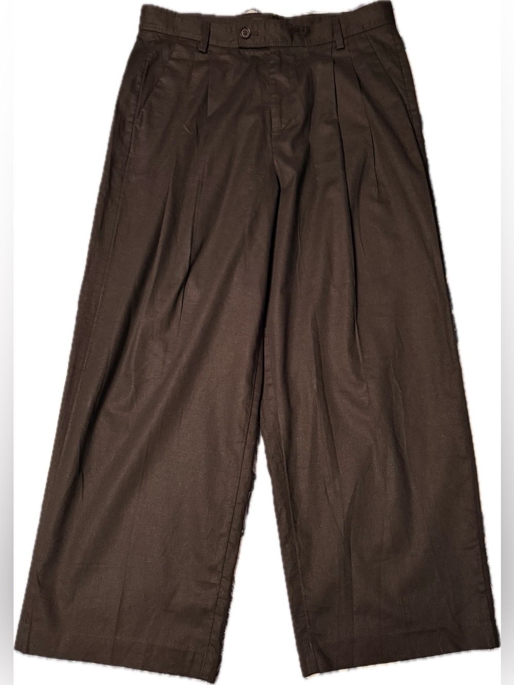 NWT Banana Republic Black Linen Blend Pants 14 Petite Wide Leg High Rise